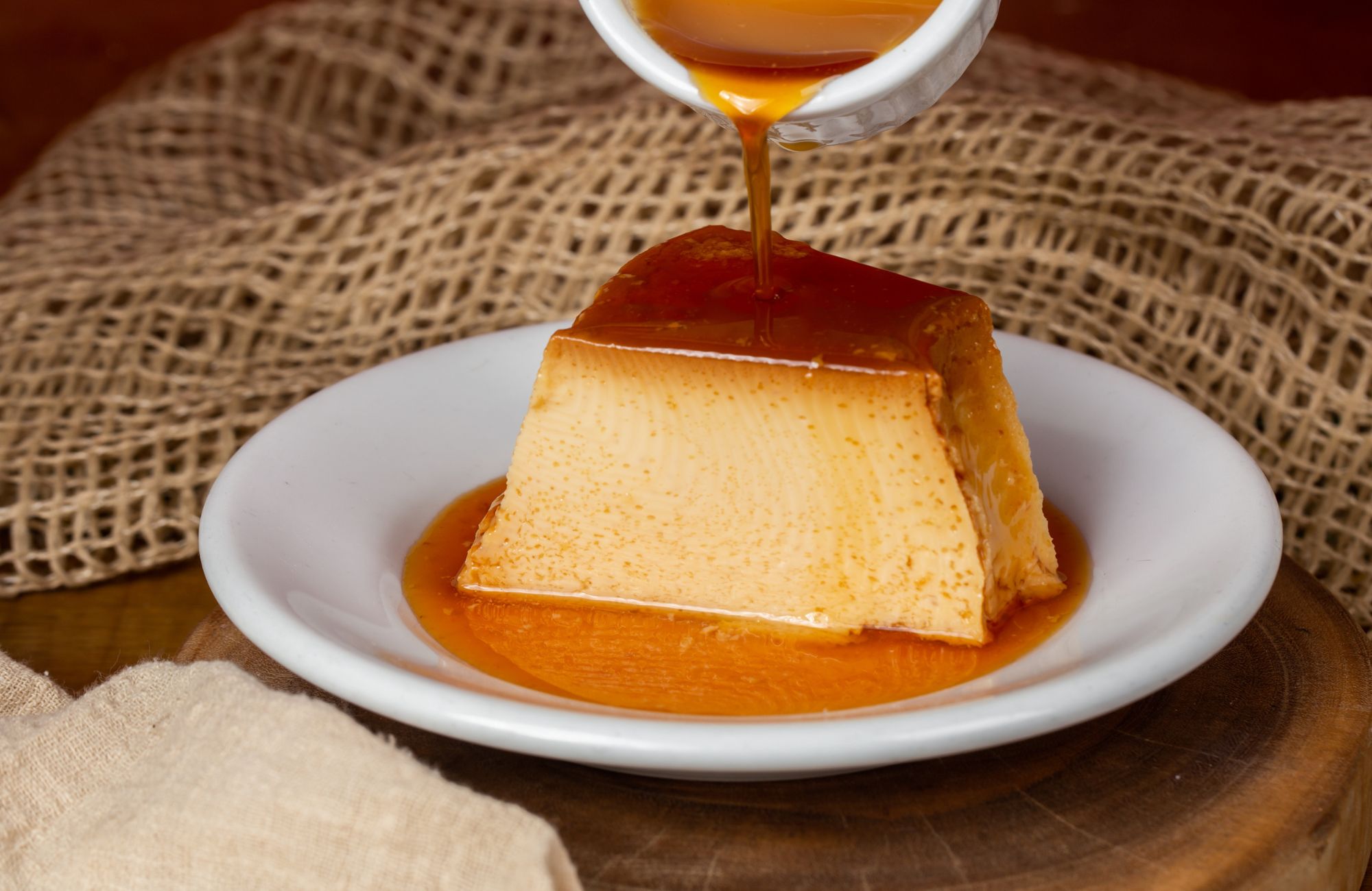 brown sugar syrup in a pudding